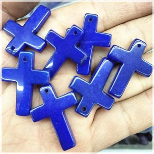 10pcs nature gem stone pendant cross shape size 23x30mm for charms bracelets making accessories for thread matching