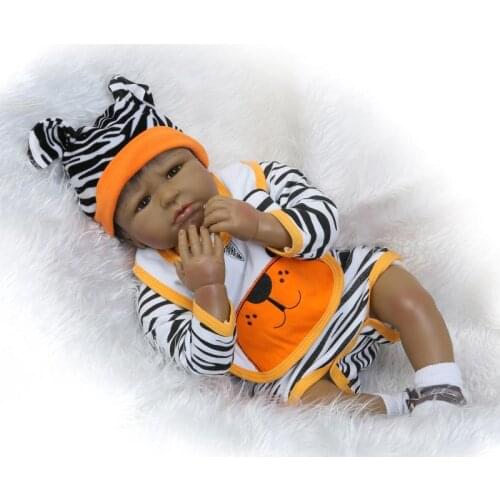 Black baby dolls pop green African American 22inch bebe reborn silicone vinyl newborn poupee boneca todder doll gift