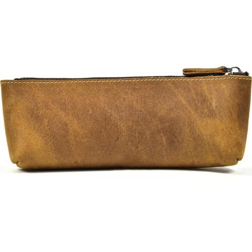 Genuine Leather Pen Holder Retro Handmade Cowhide Pen Case Portable Vintage Pen Bag Pen Protector Office School Stationery