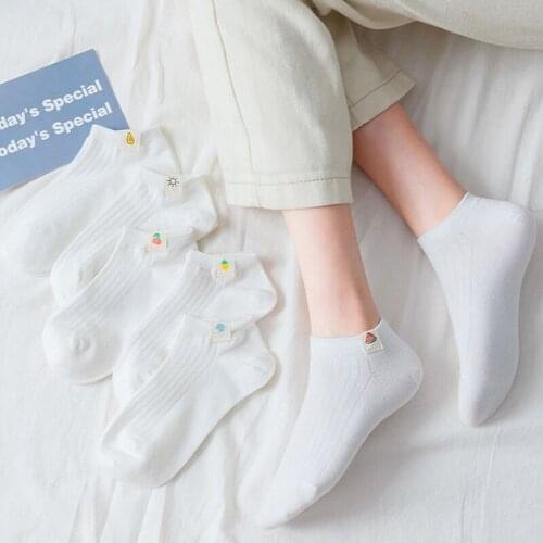 New Arrived Summer Cotton White Theme Ins Fashion Fruits Small Label Cute Harajuku Clean And Pure Daily Life Casual Ankle Socks