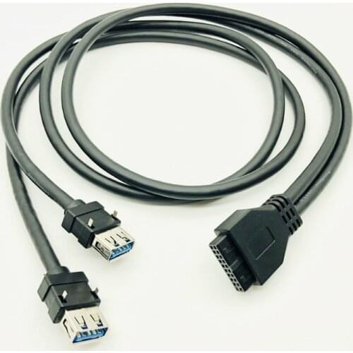 USB 3.0 Front Panel Cable USB Connector Cable USB 3.0 High Speed 20-pin to Dual Ports USB3.0 Hub with Fixed Foot for PC Computer