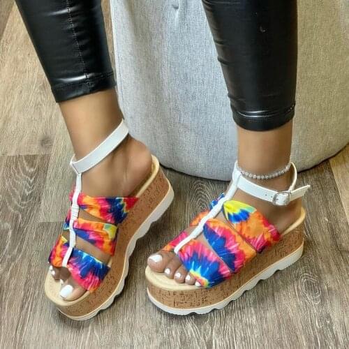 Summer Womens Shoes Fashion Wedge Sandals Outdoor Open Toe Buckle Shoes High Heels Plus Size 43