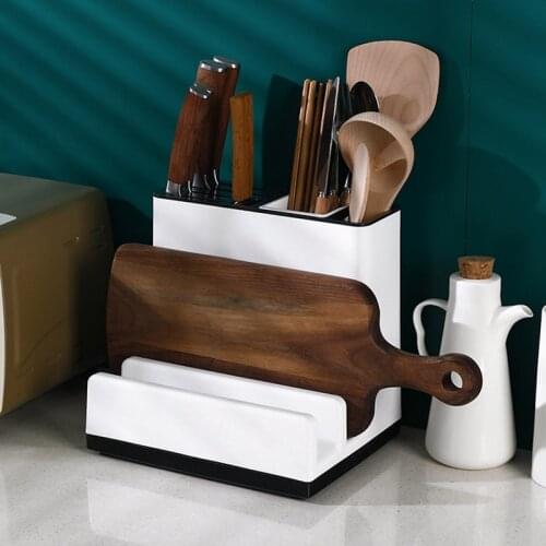 Hot Kitchen Utensil Holder Knife Block with Drainboard Tableware Cutting Board Storage Rack Shelf Kitchen Organizer