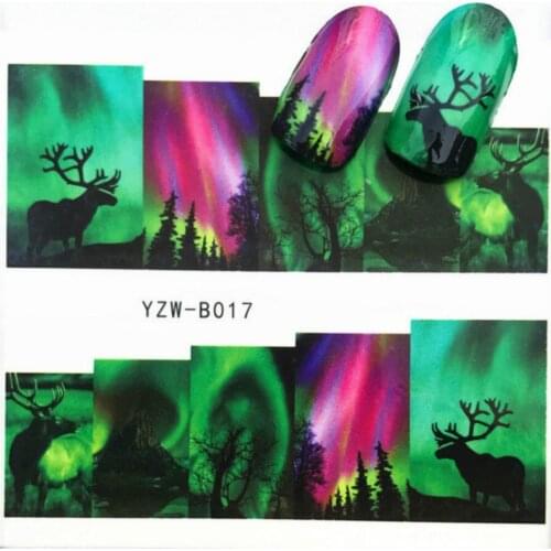 LOLEDE 5 Pcs Elk in the Aurora Forest Nail Gel Nail Polish Nails Art Nail Gel UV Off White Fashion Charm Nail Art Decoration