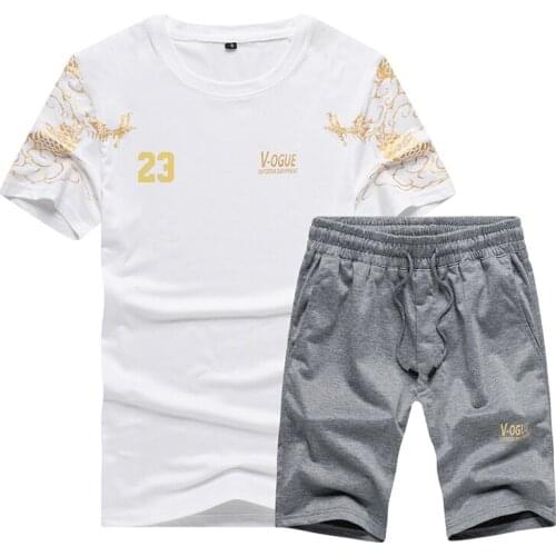 Mens Sets Summer t Shirt Short Mens Tracksuit Casual Men Clothing Suit Sweatpants Jogging Sports Pants for Men Plus Size