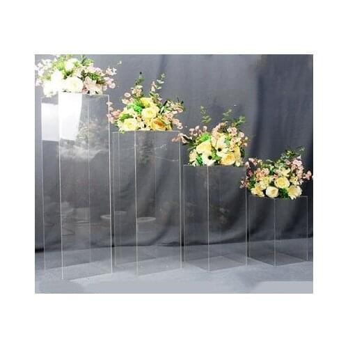 New wedding props acrylic square column guide transparent crystal square column wedding supplies stage decoration props