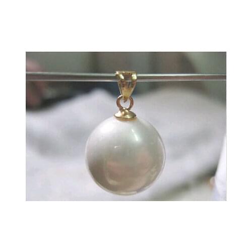 Huge AAA 15-16mm South Sea White Shell Pearl Pendant Nceklace>Dongguan girl Store free shipping