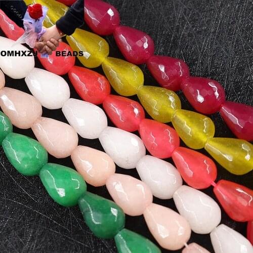 OMH Z82 13x18mm Polished Color Jewelry DIY Making Bracelet Necklace Gift Water Drop Natural Jade White Marble Loose Spacer Beads