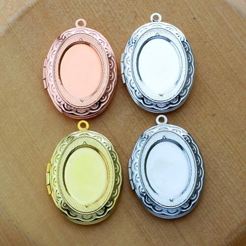 5pcs Flowers Photo Loclet Box Setting Antique Silver Bronze Rose Gold Color Plated Oval Cameo Base Blank Tray Oval