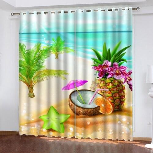 Beach Series Printing Curtain Living Room Bedroom Blackout Curtain Customized Wholesale Window Curtains Blackout Curtains