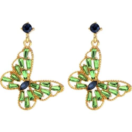 Cute Rhinestones Zircon Earrings For Women Accessories Wedding Jewelry Girl Gift Statement Korean Fashion Butterfly Pendant Earr