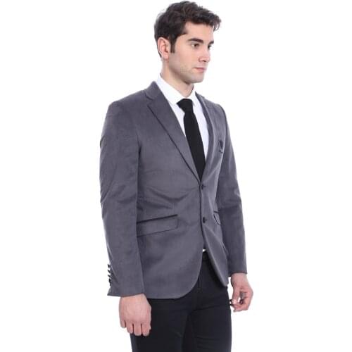 Notch Lapel Patch Pocket Grey Blazer