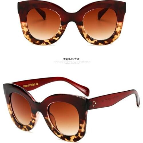 Fashion Oversided Lady Leopard Frame New Eyewear Brand Designer Women Square Retro Men Sunglasses