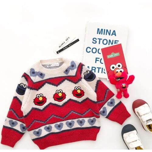 Tonytaobaby Autumn and Winter New Boys and Girls Cartoon Retro Colorful Cashmere Sweater