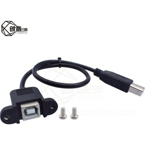 High Speed 30CM M/F USB 2.0 Type B Male to Female Right Angle Extension Data Cable Panel Mount For Printer Cable with Screw Hole