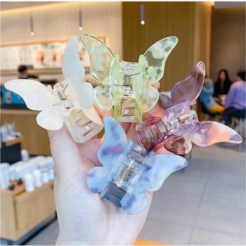 Korean Ins Girly Style Acetate Hairpin Sweet Fairy Butterfly Gradient Tie-dye Color Styling Tool Hairpin