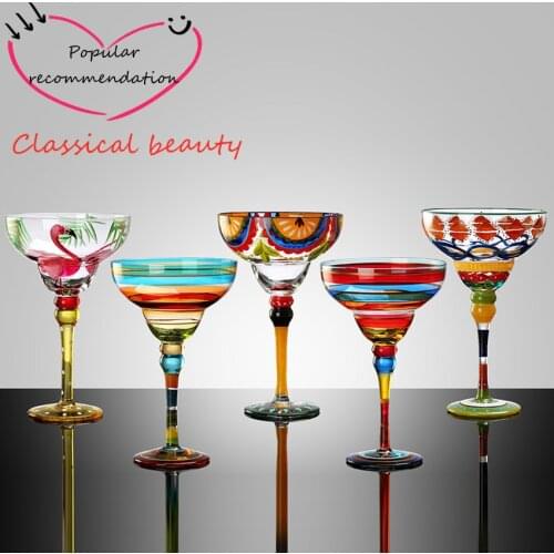 Handmade Colorful Cocktail cup Europe Goblet Cup Champagne cup Creative Wine glasses Bar Party Home DrinkWare wedding gifts