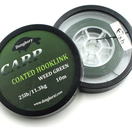 1PCS Carp fishing line Coated Hook Link Braided Hooklink Stiff Rig 15 25 35LB Braid Skin Line Chod Hair Rig Leader Tackle