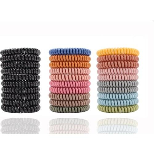 10pcs Fashion Basic Screw Spiral Rubber Bands With Beautiful Luster Environmental Friendly Telephone Wire Hair Loop Botique Rope