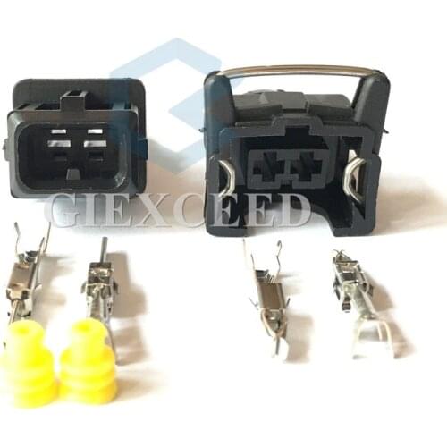 2 Sets 2 Pin 3.5mm 827551-3 / 828657-3 106462-1 EV1 Style Car Fuel Injector Type Automotive Connector For VW Audi