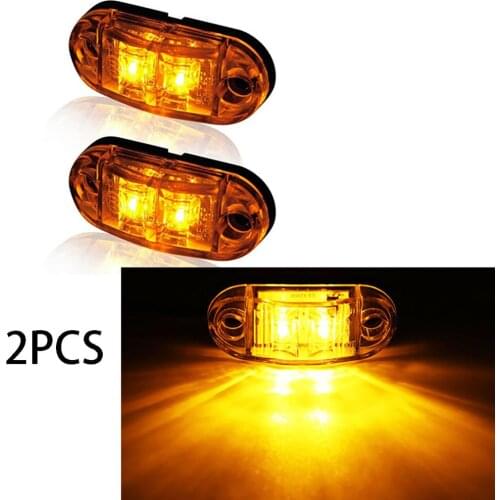 2 Yellow Oval Oblong Surface Mount LED Brake Stop Turn Tail Light Trailer Truck Sealed