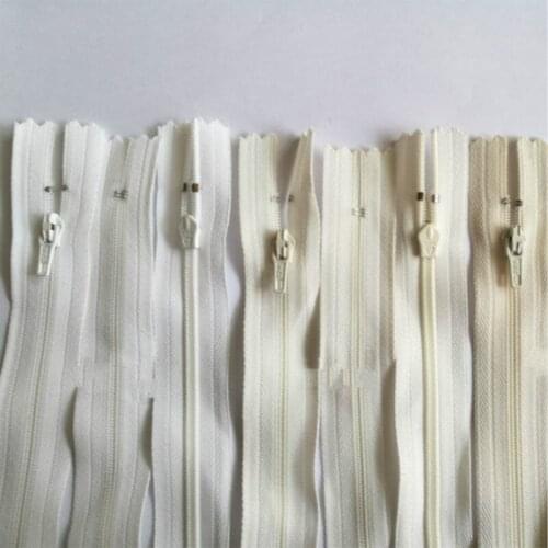 20 PCS/LOT MOST FREE SHIPPING 10-22cm NYLON YKK Zipper WHITE off-white CLOSE-END FOR DRESS SKIRT FRONT SEWING ACCESSORIES