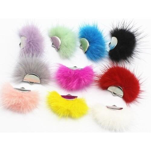 30 PCS 24*30mm Fashion Style Handmade Mink Hair Bulb Rabbit Hair Tassel Earrings Pendants For Jewelry Making