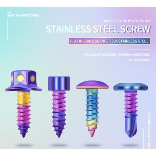 Motorcycle cross hexagon nut bolt electric vehicle mud pit bicycle magic color decorative screw motorcycle pointed screw M4 M5