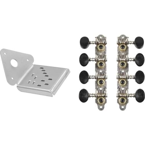 Flower Pattern Design Tailpiece for Mandolin with 4L4R Machine Heads String Tuning Pegs for 8 Strings Mandolin