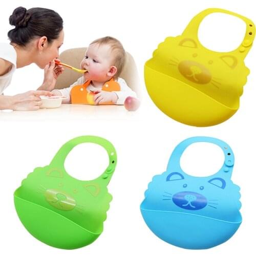 Baby Buckle Silicone Fold Adjust Cartoon Bib Bib Baby Towel cartoon bibs buckle adjustable bibs rice pocket