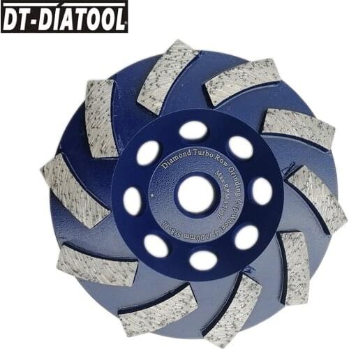 DT-DIATOOL 1piece 100mm/4inch Diamond Spiral Turbo Row Cup Grinding Wheel for Concrete Brick Hard Stone with 5/8-11 Connection