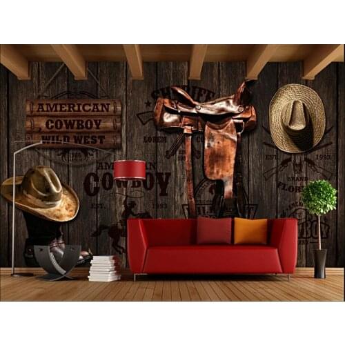 Custom mural on the wall paper 3 d Retro nostalgic western cowboy bar background home decor photo Wallpaper in the living room