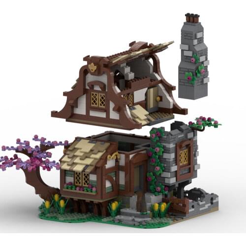 MOC Retro The Medieval Farm Tree House Building Blocks Set Watermill Hut Model Bricks DIY Assemble Toys MOC Children Gift