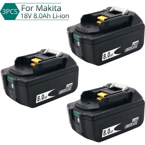 3PCS BL1860 BL1880B 18 V 8000mAh Lithium Power Tools Rechargeable Battery for Makita 18V Battery BL1840 BL1850 BL1830 LXT 400