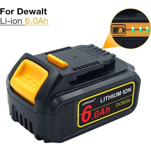 1/2PCS 18V 6.0Ah Li-ion Battery for Dewalt DCB184 DCB180 DCB181 DCB182 DCB183 DCB185 N123283 N123282 18V XR 20V Max Power Tool