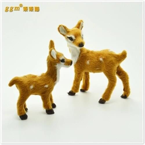 About 8-9cm deers Handmade model,polyethylene& furs sika deer toy,one lot/ 2 pieces,decoration Xmas gift w3996