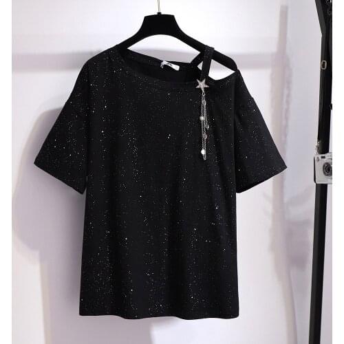 Hodisytian Fashion Women T Shirts Sexy Slash Neck Tshirt Short Sleeve Tunic One Shoulder Chic Female Crop Tops Tee Plus Size