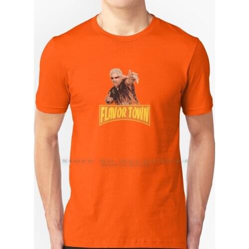 Flavor Town Usa-Guy Flerl T Shirt 100% Pure Cotton Guy Fieri Cool Quirky Waluigi Box Logo Red White Funny Flavor Town Usa