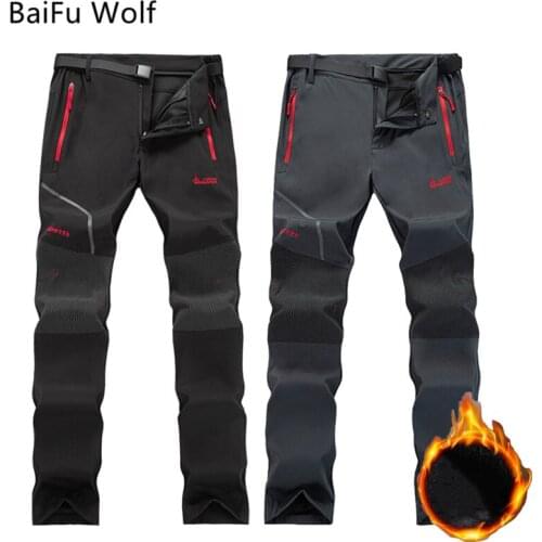 Mens Trekking Pants Winter Thermal Fleece Plus Size Pants Hiking Camping Climbing Cycling Trekking Male Warm Trousers 2021 New