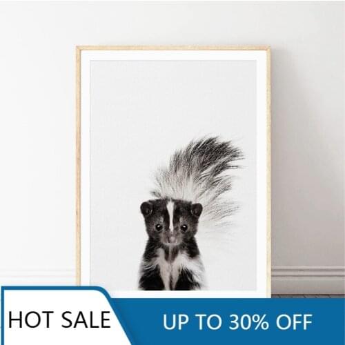 Woodland Animals Baby Skunk Nursery Wall Art Canvas Painting Safari Animal Photography Nordic Poster And Print living Room Decor