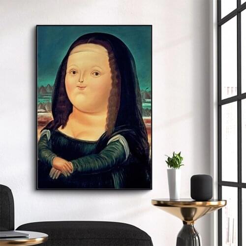 Nordic Funny Art Mona Lisa Canvas Painting Famous Posters and Prints Cuadros Wall Art Pictures for Living Room Home Decoration