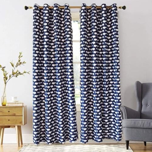Nordic High Blackout Cartoon Animal Whale Printed Balcony Window Curtain for Home Living Room Childrens Room Decoration Curtain