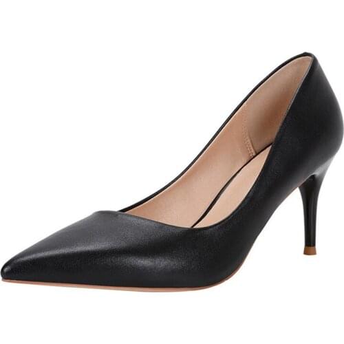 2019 New Women Pumps PU Thin Heels Pointed Toe Wonen Pumps Fashion Office Shoes
