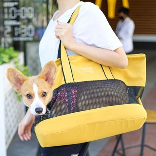 Portable Pet Handbag Polyester Cotton Dog Cat Carrier Bags Breathable Mesh Cloth Design for Pet Outdoor Travel Supplies, 3Colors