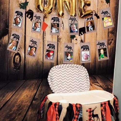 Lumberjack First Birthday Banner Monthly Photo Banner Buffalo Plaid Party Decor Lumberjack 1st Birthday Baby Photo Booth Props