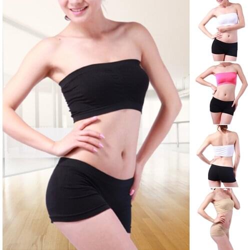 Supportive Bandeau Bra Womens Seamless Bandeau Crop Tube Top Bra Strapless Padded Bralette Strapless Cup Underwear Lingerie