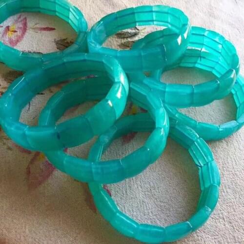 Drop Shipping Green Natural Amazonite Bracelets For Women Femme Charm Stretch Rectangle Crystal Bead Bracelet