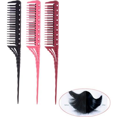 3-Row Teeth Teasing Comb Detangling Brush Tail Comb Adding Volume Back Coming Hairdressing Combs Hairbrush 3 Colors