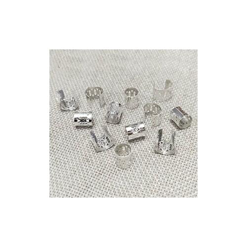 Adjustable crimp end beads handbag strap connector tubes jewelry findings leather cord necklace ropes bracelet hollow filigree