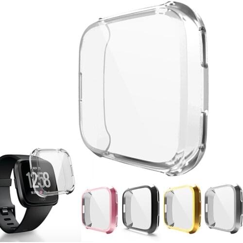TPU Silicone Case Smart Watch Anti-Scratch Screen Protector Shell Plating Ultra-Thin Soft Cover For Fitbit Versa Band Sport